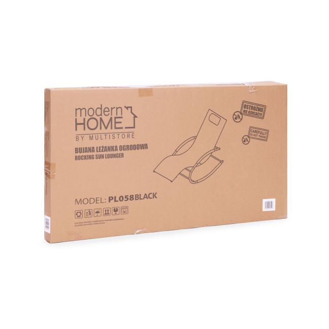 Garden Lounger with Headrest | Folding beach lounger for balcony or patio Black/Grey | Garden furniture