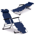 Beach Chair 2-in-1 Garden Lounge Chair | Folding lounge chair for balcony or patio Beige/Black/Blue/Grey | garden chair