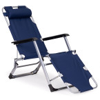 Beach Chair 2-in-1 Garden Lounge Chair | Folding lounge chair for balcony or patio Beige/Black/Blue/Grey | garden chair