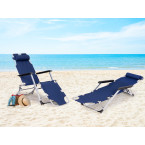 Beach Chair 2-in-1 Garden Lounge Chair | Folding lounge chair for balcony or patio Beige/Black/Blue/Grey | garden chair