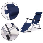 Beach Chair 2-in-1 Garden Lounge Chair | Folding lounge chair for balcony or patio Beige/Black/Blue/Grey | garden chair