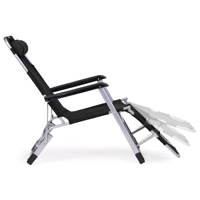 Beach Chair 2-in-1 Garden Lounge Chair | Folding lounge chair for balcony or patio Beige/Black/Blue/Grey | garden chair,