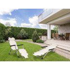 Beach Chair 2-in-1 Garden Lounge Chair | Folding lounge chair for balcony or patio Beige/Black/Blue/Grey | garden chair,