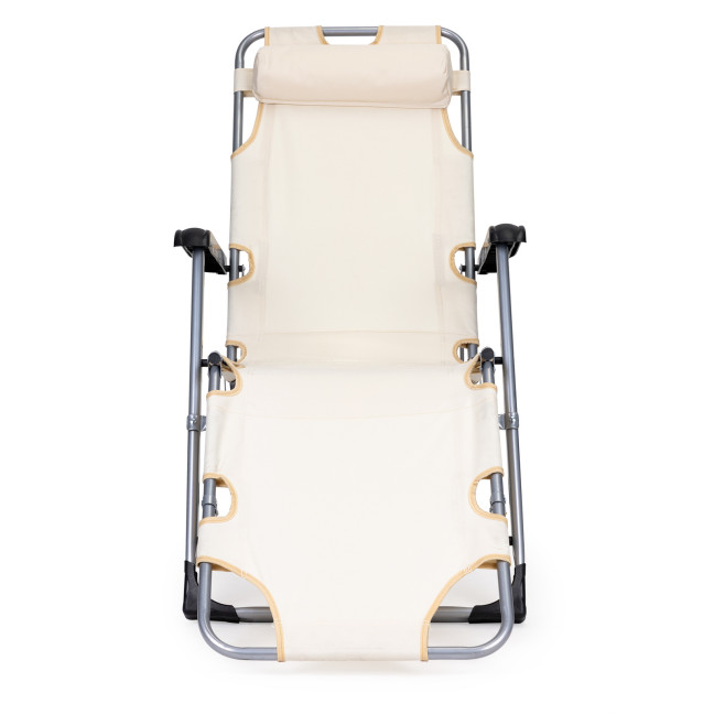 Beach Chair 2-in-1 Garden Lounge Chair | Folding lounge chair for balcony or patio Beige/Black/Blue/Grey | garden chair,