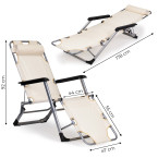 Beach Chair 2-in-1 Garden Lounge Chair | Folding lounge chair for balcony or patio Beige/Black/Blue/Grey | garden chair,