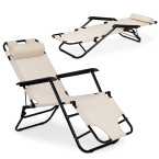 Garden Lounger with Headrest | Folding beach lounger for balcony or patio Green/Black/Blue/Beige | Garden furniture