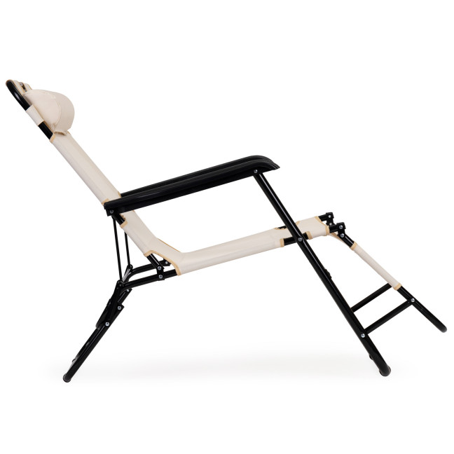 Garden Lounger with Headrest | Folding beach lounger for balcony or patio Green/Black/Blue/Beige | Garden furniture