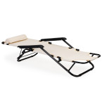 Garden Lounger with Headrest | Folding beach lounger for balcony or patio Green/Black/Blue/Beige | Garden furniture