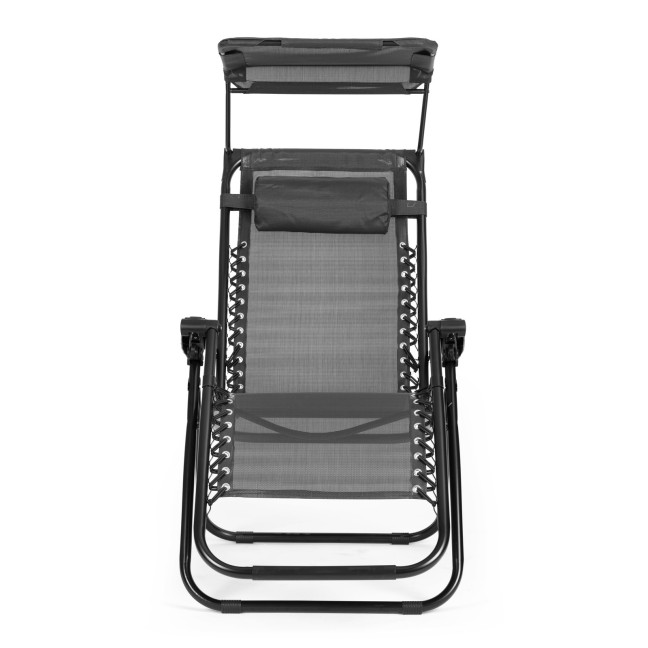 Beach Garden Lounger | Adjustable backrest with movable canopy for patio or balcony Beige/Grey/Blue | Garden furniture