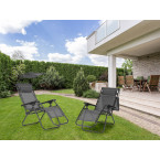 Beach Garden Lounger | Adjustable backrest with movable canopy for patio or balcony Beige/Grey/Blue | Garden furniture