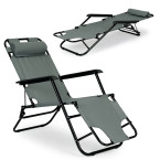 Garden Lounger with Headrest | Folding beach lounger for balcony or patio Green/Black/Blue/Beige | Garden furniture, relaxation