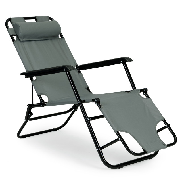 Garden Lounger with Headrest | Folding beach lounger for balcony or patio Green/Black/Blue/Beige | Garden furniture, relaxation