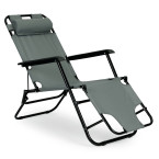 Garden Lounger with Headrest | Folding beach lounger for balcony or patio Green/Black/Blue/Beige | Garden furniture, relaxation