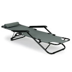 Garden Lounger with Headrest | Folding beach lounger for balcony or patio Green/Black/Blue/Beige | Garden furniture, relaxation