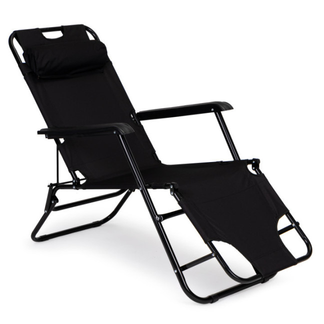 Garden Lounger with Headrest | Folding beach lounger for balcony or patio Green/Black/Blue/Beige | Garden furniture, relaxation