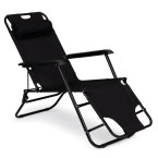 Garden Lounger with Headrest | Folding beach lounger for balcony or patio Green/Black/Blue/Beige | Garden furniture, relaxation