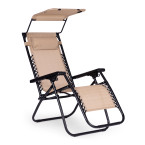 Beach Garden Lounger | Adjustable backrest with movable canopy for patio or balcony Beige/Grey/Blue | Garden furniture