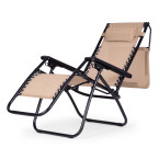 Beach Garden Lounger | Adjustable backrest with movable canopy for patio or balcony Beige/Grey/Blue | Garden furniture