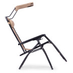 Beach Garden Lounger | Adjustable backrest with movable canopy for patio or balcony Beige/Grey/Blue | Garden furniture