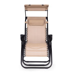 Beach Garden Lounger | Adjustable backrest with movable canopy for patio or balcony Beige/Grey/Blue | Garden furniture