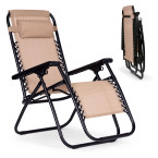 Zero Gravity Beach Garden Lounger Chair | Adjustable backrest for patio or balcony Beige/Black/Blue/Grey | garden chair