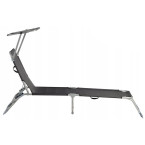 Folding Garden Lounge Chair for Balcony | Lounger with adjustable canopy Black/Grey | Comfortable garden chair