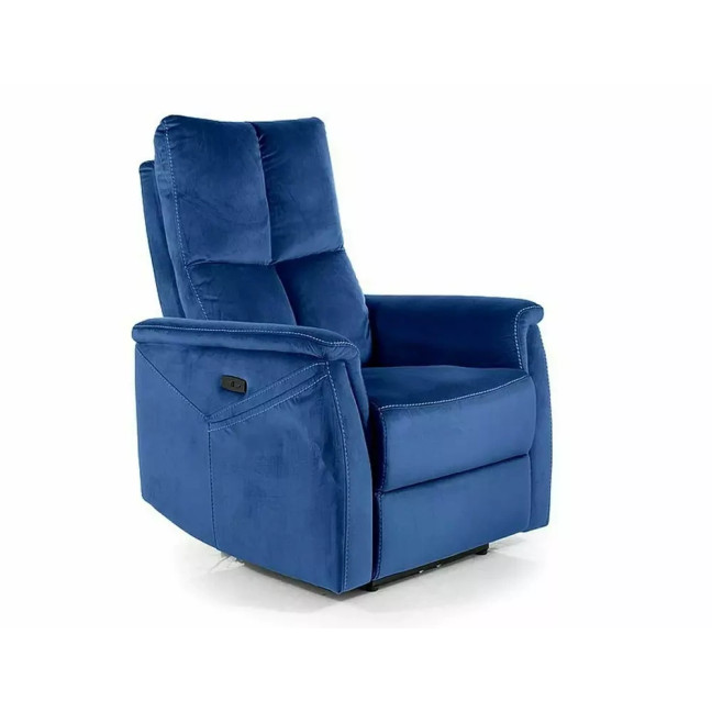 Neptun M Velvet chair with massage function - Navy Blue