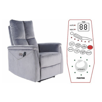 Neptun M Velvet chair with massage function - Grey