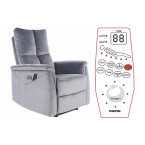 Neptun M Velvet chair with massage function - Grey