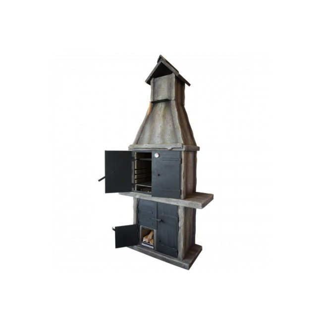 ZEUS - a solid concrete grill and smokehouse with grilling and smoking functions