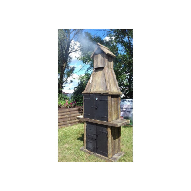 ZEUS - a solid concrete grill and smokehouse with grilling and smoking functions