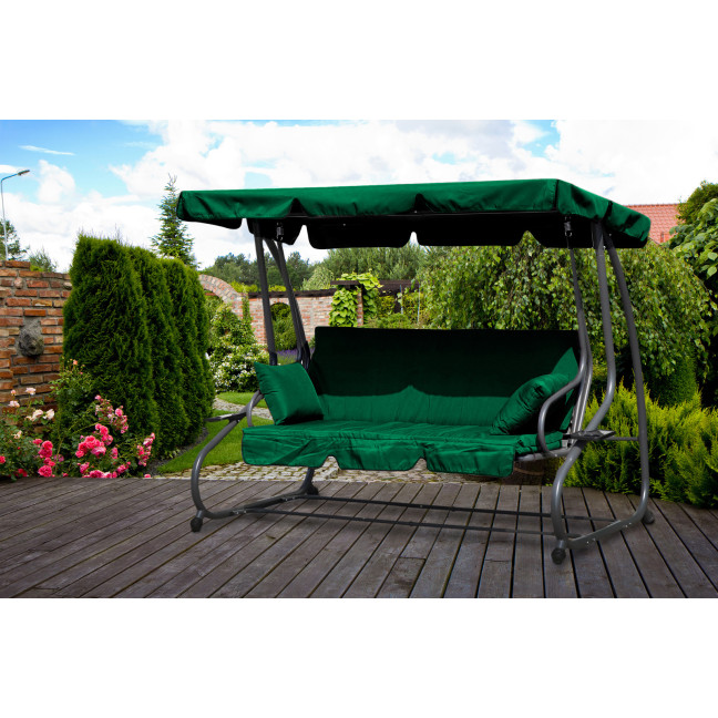 MultiGarden Green Folding 3-Person Garden Swing with Cushions | Garden furniture, relaxation, modern style
