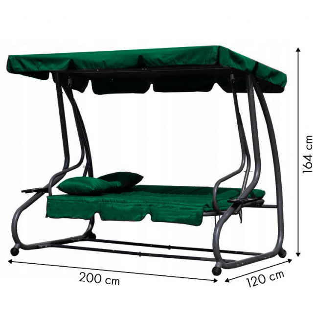 MultiGarden Green Folding 3-Person Garden Swing with Cushions | Garden furniture, relaxation, modern style
