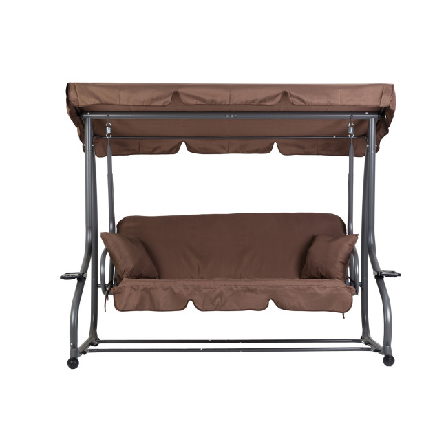 MultiGarden Folding 3-Person Garden Swing with Cushions - Brown | Garden furniture, relaxation, modern style