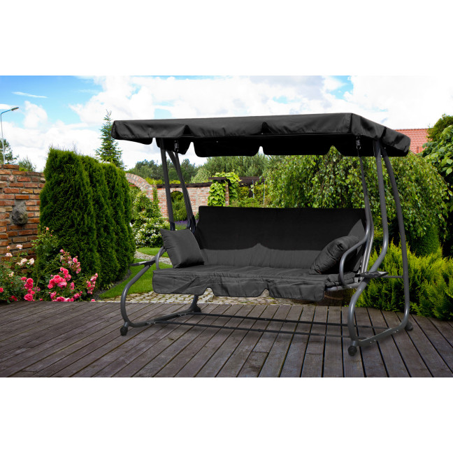 MultiGarden Folding 3-Person Garden Swing with Cushions - Grey | Garden furniture, relaxation, modern style