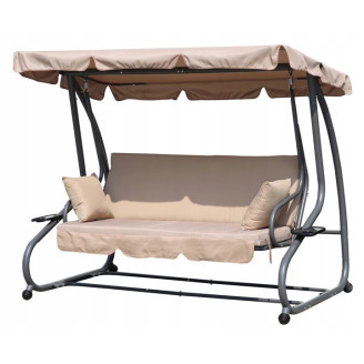 MultiGarden Folding 3-Person Garden Swing with Cushions - Beige | Garden furniture, relaxation, modern style