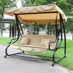 MultiGarden Folding 3-Person Garden Swing with Cushions - Beige | Garden furniture, relaxation, modern style