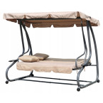 MultiGarden Folding 3-Person Garden Swing with Cushions - Beige | Garden furniture, relaxation, modern style