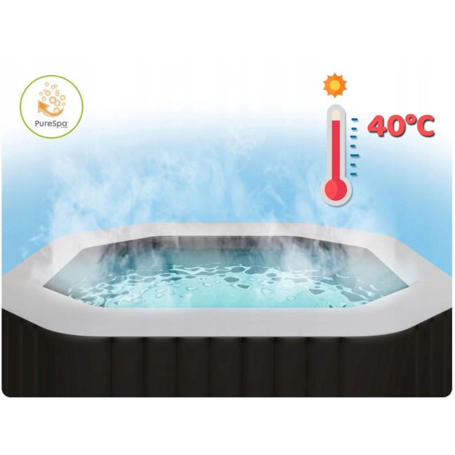 Inflatable Jacuzzi INTEX 28452 - Square SPA, 6-Person, 196 x 71 cm with Hydro Massage and Premium Set