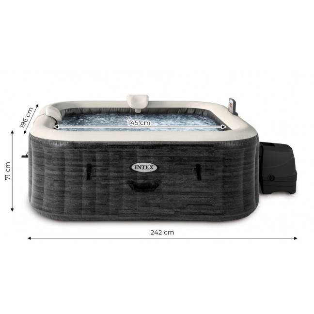 Inflatable Jacuzzi INTEX 28452 - Square SPA, 6-Person, 196 x 71 cm with Hydro Massage and Premium Set