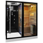 MO-1752B RIGHT TRIO, dry sauna, steam sauna and shower cabin 180X110X223CM | Panoramic Glass | For Family and Friends