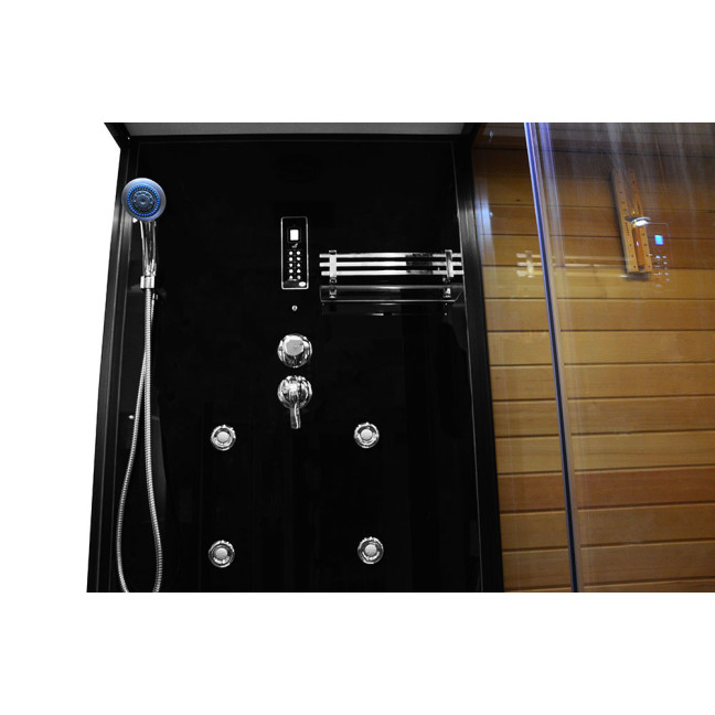 MO-1752B RIGHT TRIO, dry sauna, steam sauna and shower cabin 180X110X223CM | Panoramic Glass | For Family and Friends
