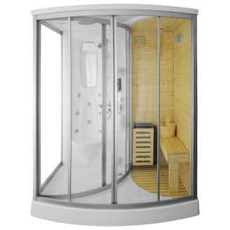MO-1706 TRIO, dry sauna, steam sauna and shower cabin 165X105X215CM | Modern Design | For Family and Friends