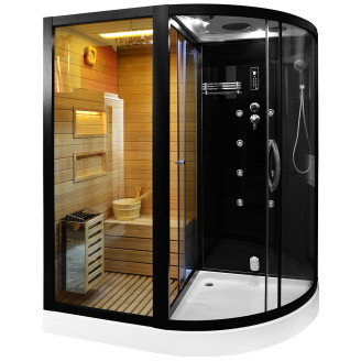 MO-1751B LEWA TRIO, dry sauna, steam sauna and shower cabin 180X110X223CM | Thermo Wood | Natural Wood
