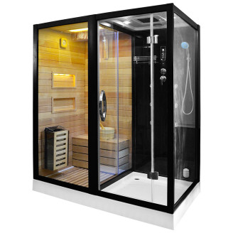 MO-1752B LEWA TRIO, dry sauna, steam sauna and shower cabin 180X110X223CM | Modern Design | Home SPA