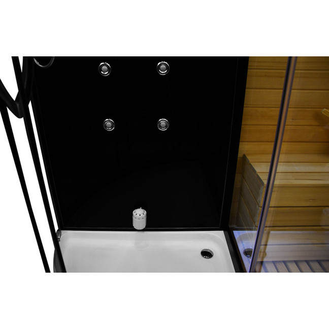 MO-1751B RIGHT TRIO, dry sauna, steam sauna and shower cabin 180X110X223CM | Elegant Minimalism | Natural Wood