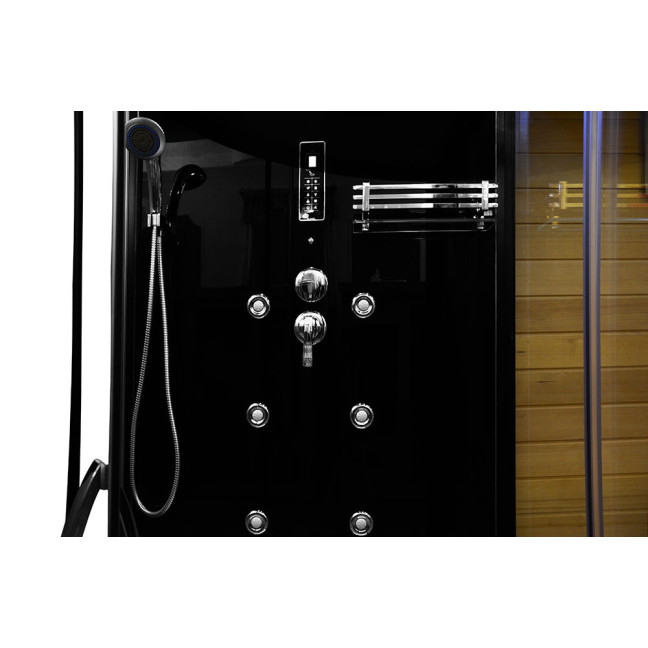 MO-1751B RIGHT TRIO, dry sauna, steam sauna and shower cabin 180X110X223CM | Elegant Minimalism | Natural Wood