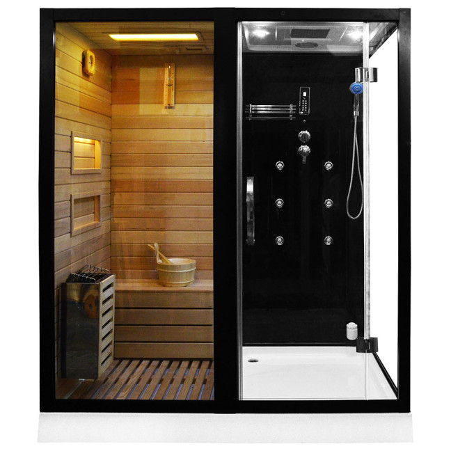 MO-1752B LEWA TRIO, dry sauna, steam sauna and shower cabin 180X110X223CM | Modern Design | Home SPA