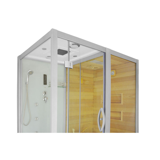 MO-1752W RIGHT TRIO, dry sauna, steam sauna and shower cabin 180X110X223CM | Thermo Wood | Modern Design