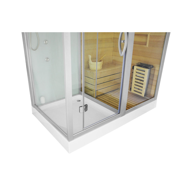 MO-1752W RIGHT TRIO, dry sauna, steam sauna and shower cabin 180X110X223CM | Thermo Wood | Modern Design